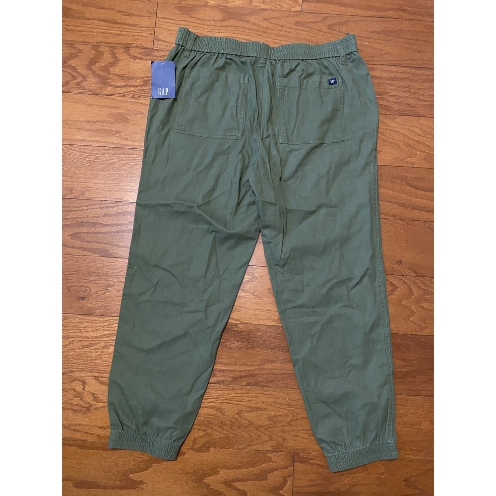 NWT Gap Twill Jogger Olive GREEN Washed Size LARGE Stretch Band New! NWT $70 - Picture 2 of 6